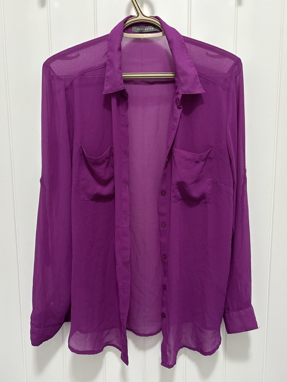 Suzy Shier Sheer Button Down